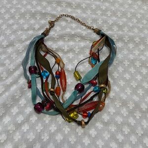 Chico's Layered Ribbon and Beads Necklace